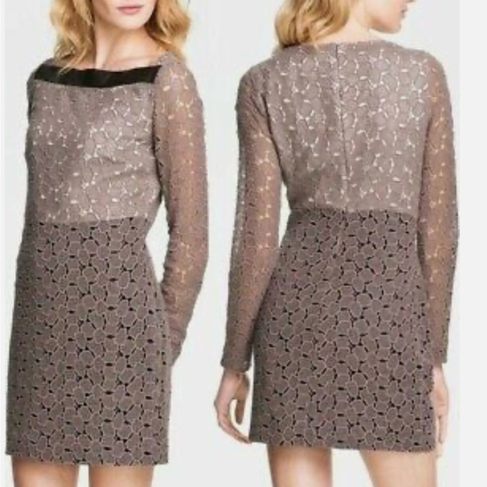 Diane Von Furstenberg Sheath Dress Size 10 with Leather Trim